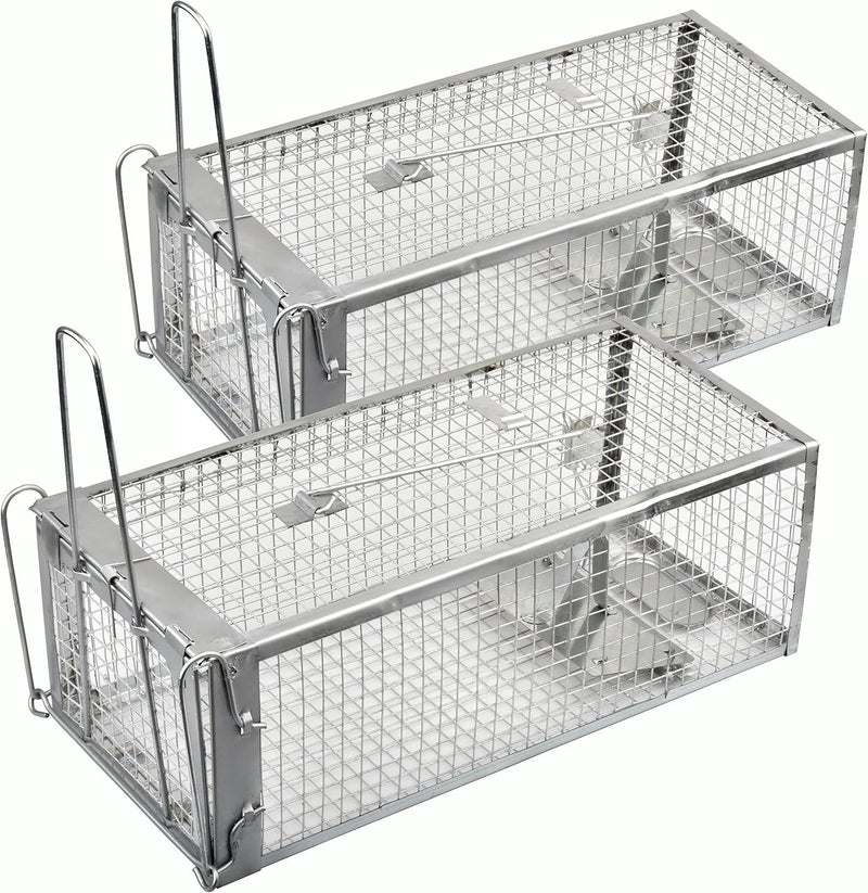 Anyhall فخاخ السناجب 2-pack فخاخ إنسانية للفئران والجرذان للاستخدام الداخلي والخارجي (فضي) - Image 1
